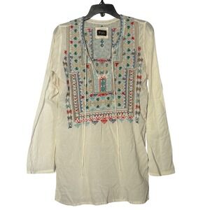 Johnny Was Biya‎ Embroidered Tunic Boho Peasant Tunic Top - XSmall